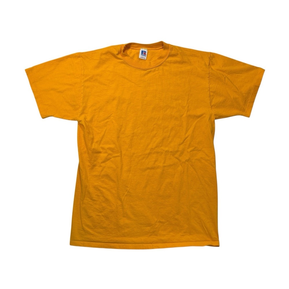 Vintage 90s Russell Athletic T-Shirt‎ Large Yellow Cotton USA Blank